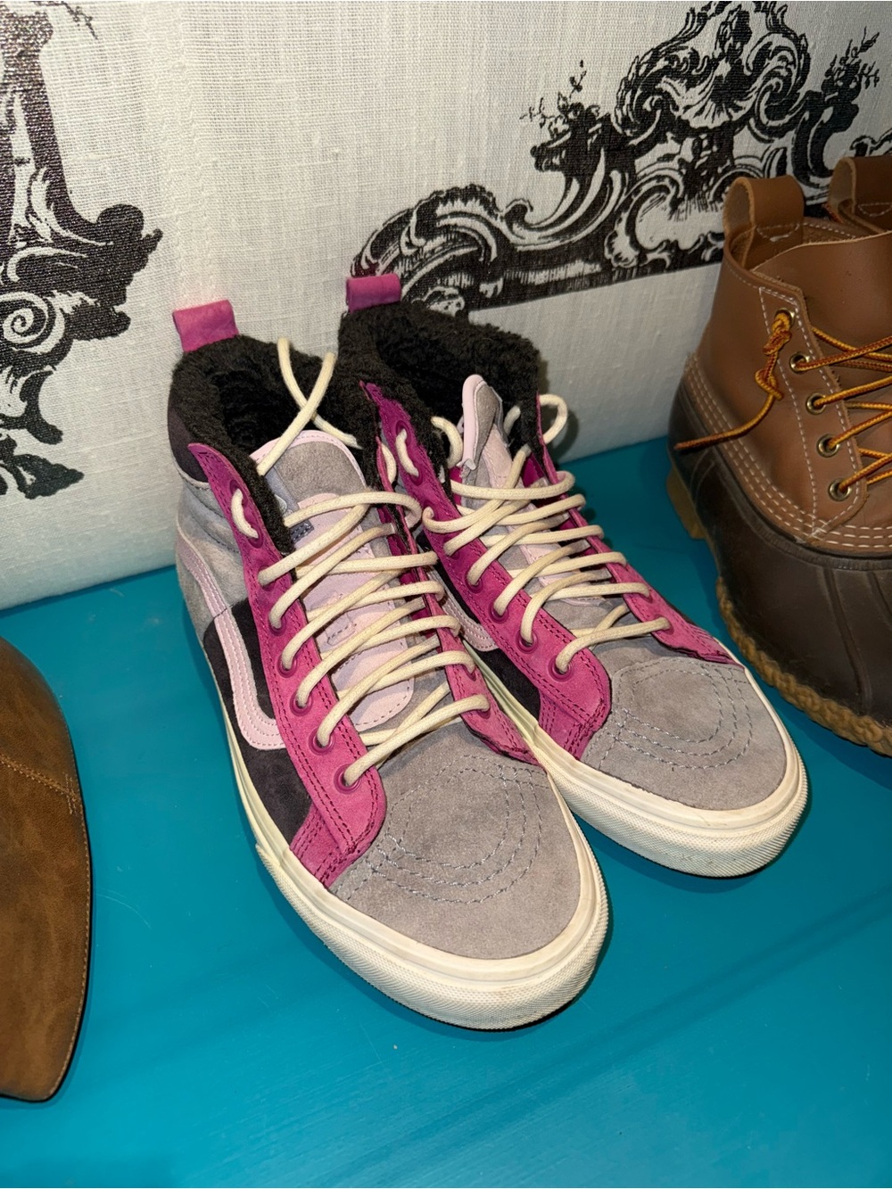 Vans Women's High-Top Sneakers in Pink, Gray & Black